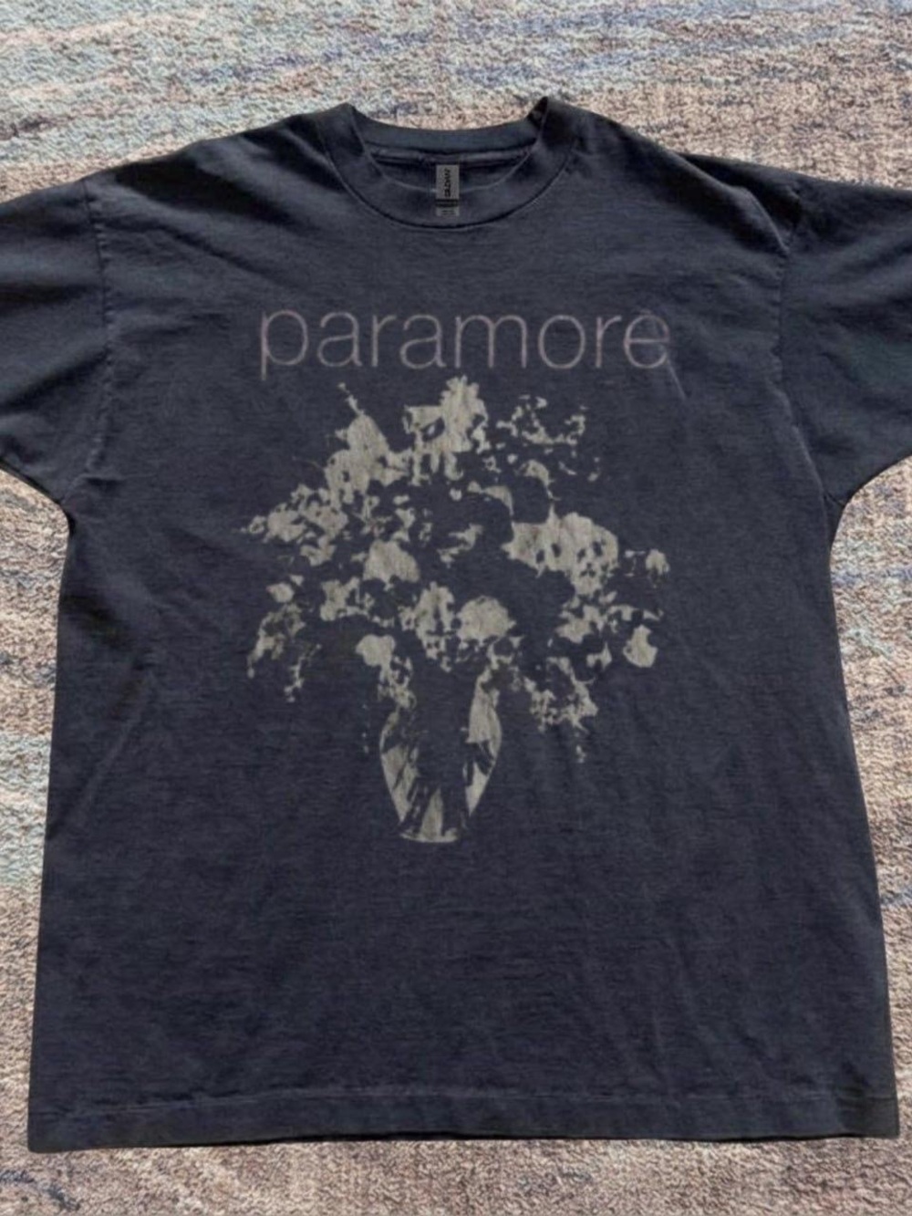 Gildan Black Paramore Graphic Tee with Faded Floral Print